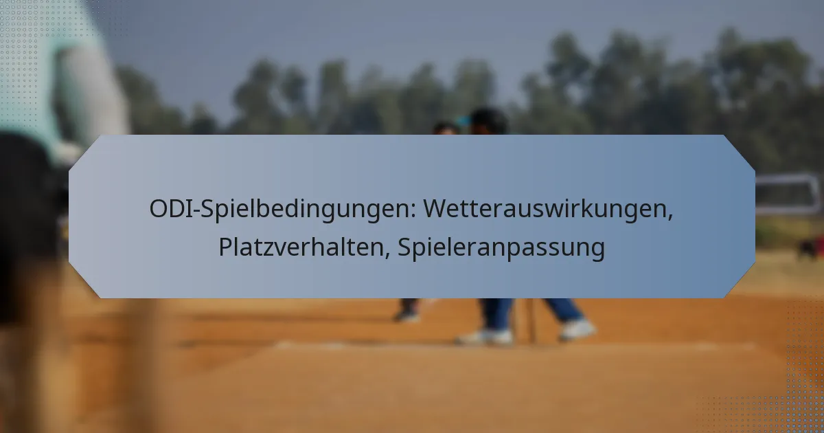 ODI-Spielbedingungen: Wetterauswirkungen, Platzverhalten, Spieleranpassung