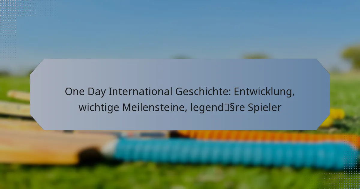 One Day International Geschichte: Entwicklung, wichtige Meilensteine, legendäre Spieler