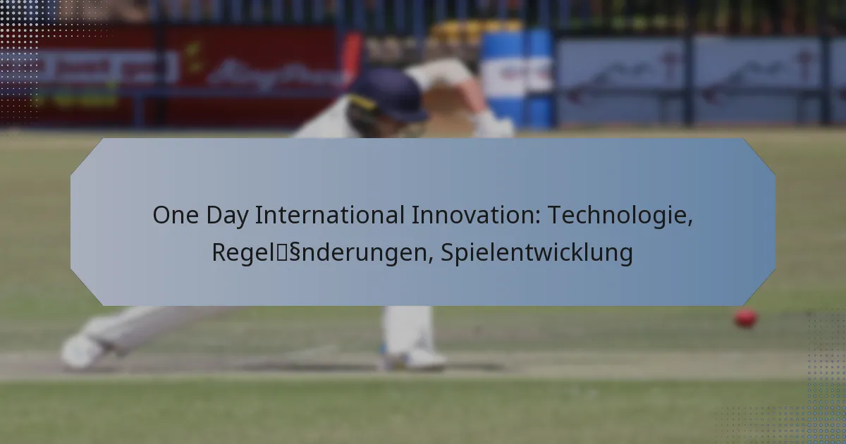 One Day International Innovation: Technologie, Regeländerungen, Spielentwicklung