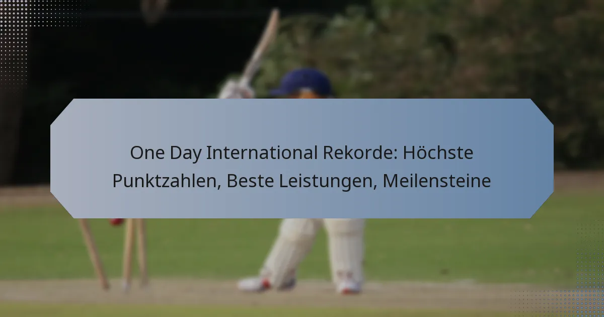 One Day International Rekorde: Höchste Punktzahlen, Beste Leistungen, Meilensteine