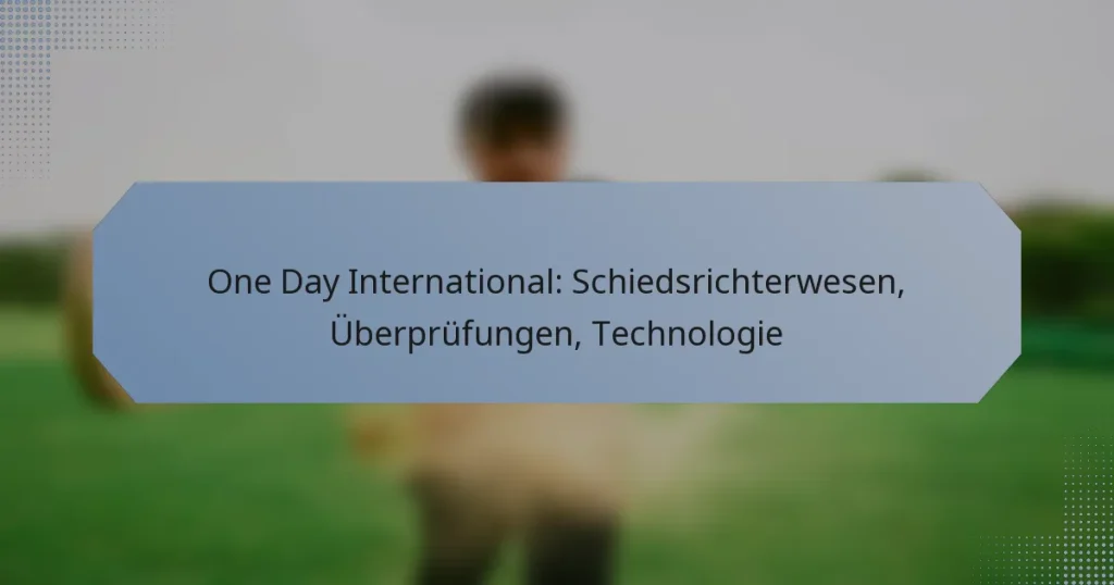 One Day International: Schiedsrichterwesen, Überprüfungen, Technologie