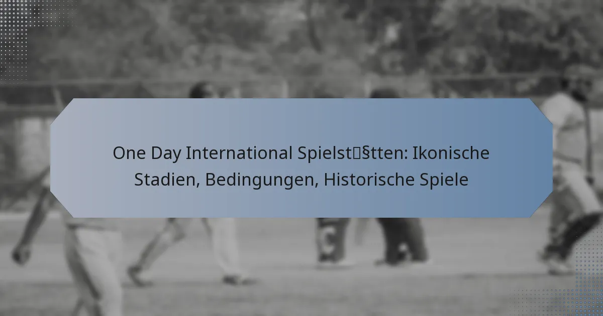 One Day International Spielstätten: Ikonische Stadien, Bedingungen, Historische Spiele