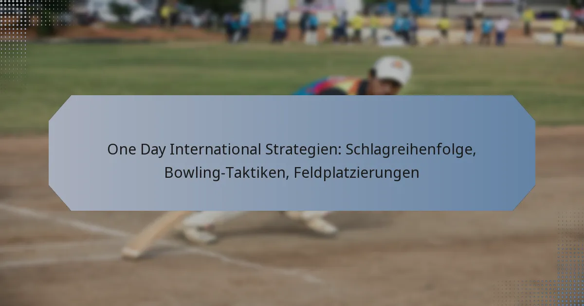 One Day International Strategien: Schlagreihenfolge, Bowling-Taktiken, Feldplatzierungen