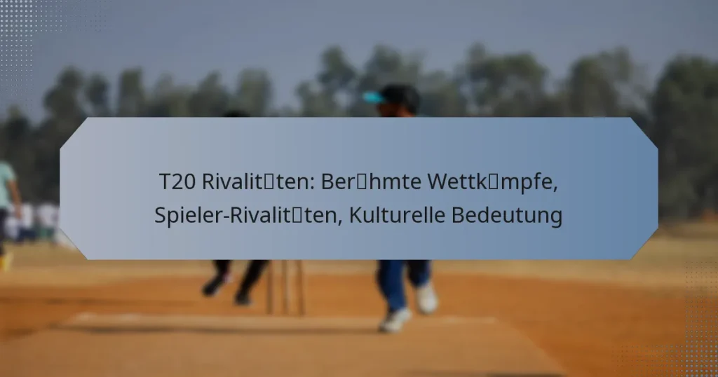 T20 Rivalitäten: Berühmte Wettkämpfe, Spieler-Rivalitäten, Kulturelle Bedeutung