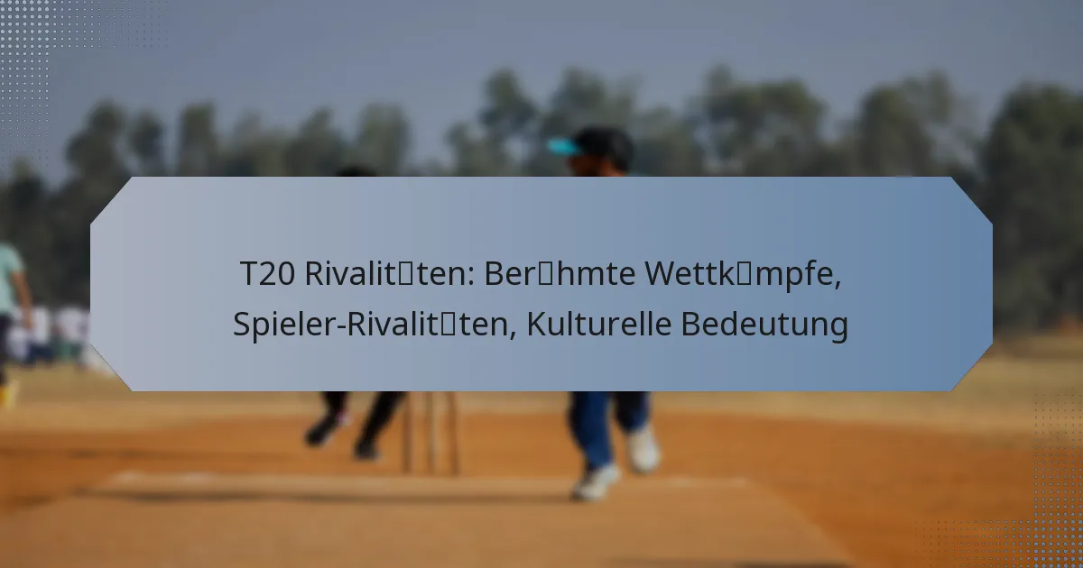 T20 Rivalitäten: Berühmte Wettkämpfe, Spieler-Rivalitäten, Kulturelle Bedeutung