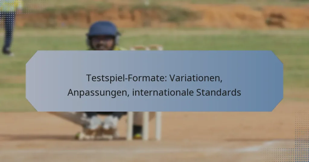 Testspiel-Formate: Variationen, Anpassungen, internationale Standards