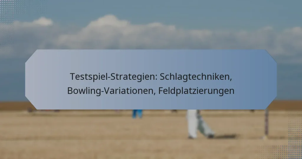 Testspiel-Strategien: Schlagtechniken, Bowling-Variationen, Feldplatzierungen