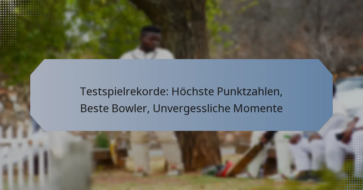 Testspielrekorde: Höchste Punktzahlen, Beste Bowler, Unvergessliche Momente