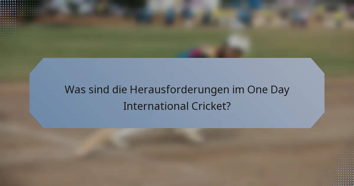 Was sind die Herausforderungen im One Day International Cricket?