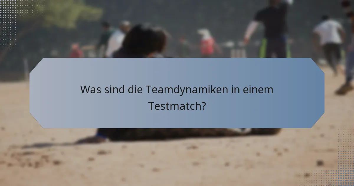 Was sind die Teamdynamiken in einem Testmatch?
