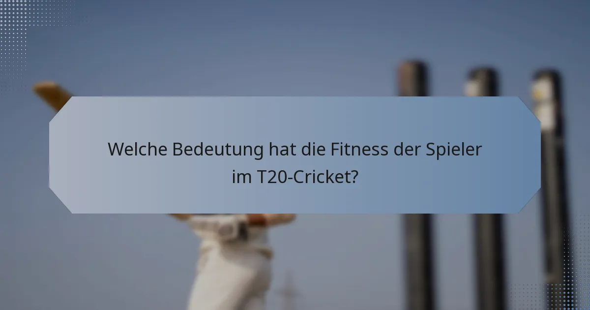 Welche Bedeutung hat die Fitness der Spieler im T20-Cricket?