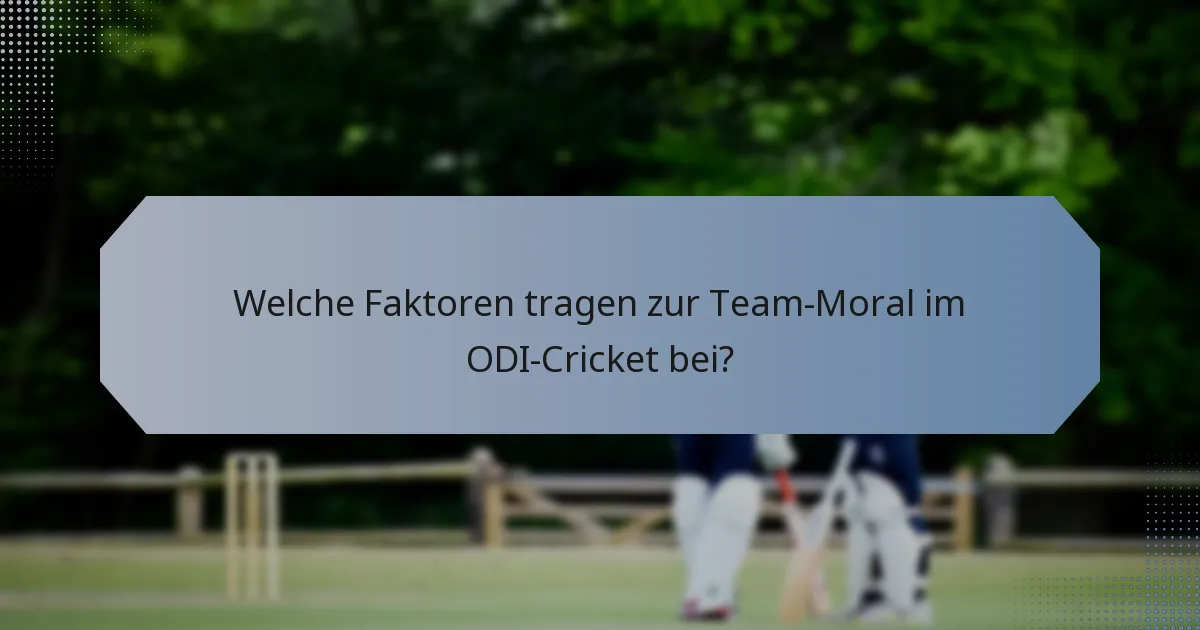 Welche Faktoren tragen zur Team-Moral im ODI-Cricket bei?