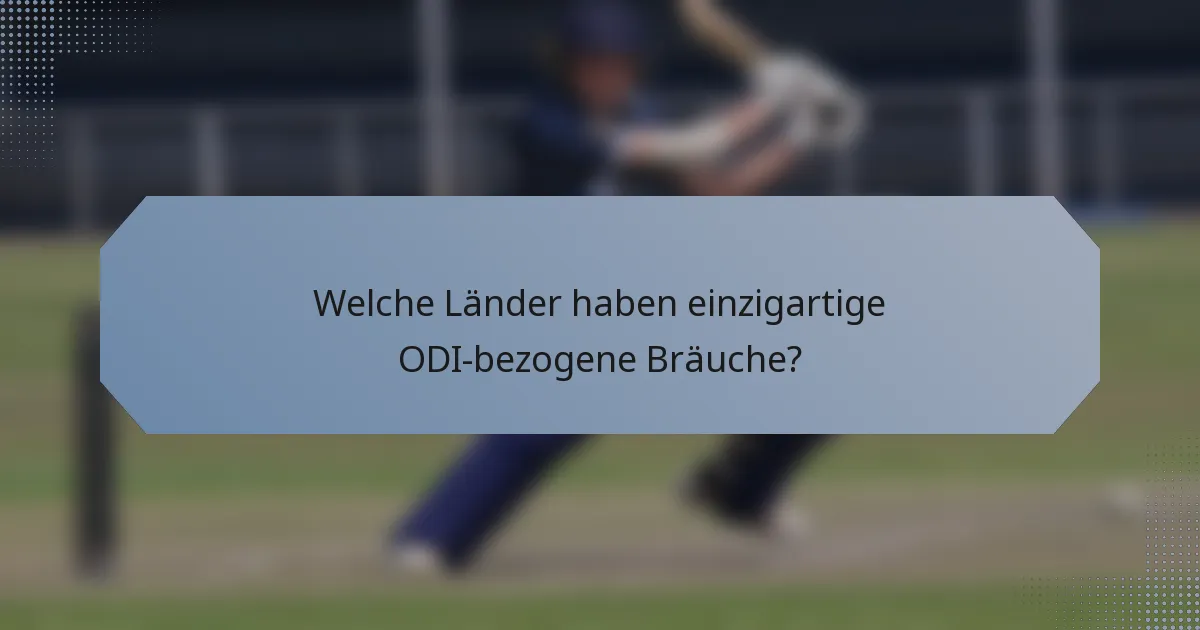 Welche Länder haben einzigartige ODI-bezogene Bräuche?