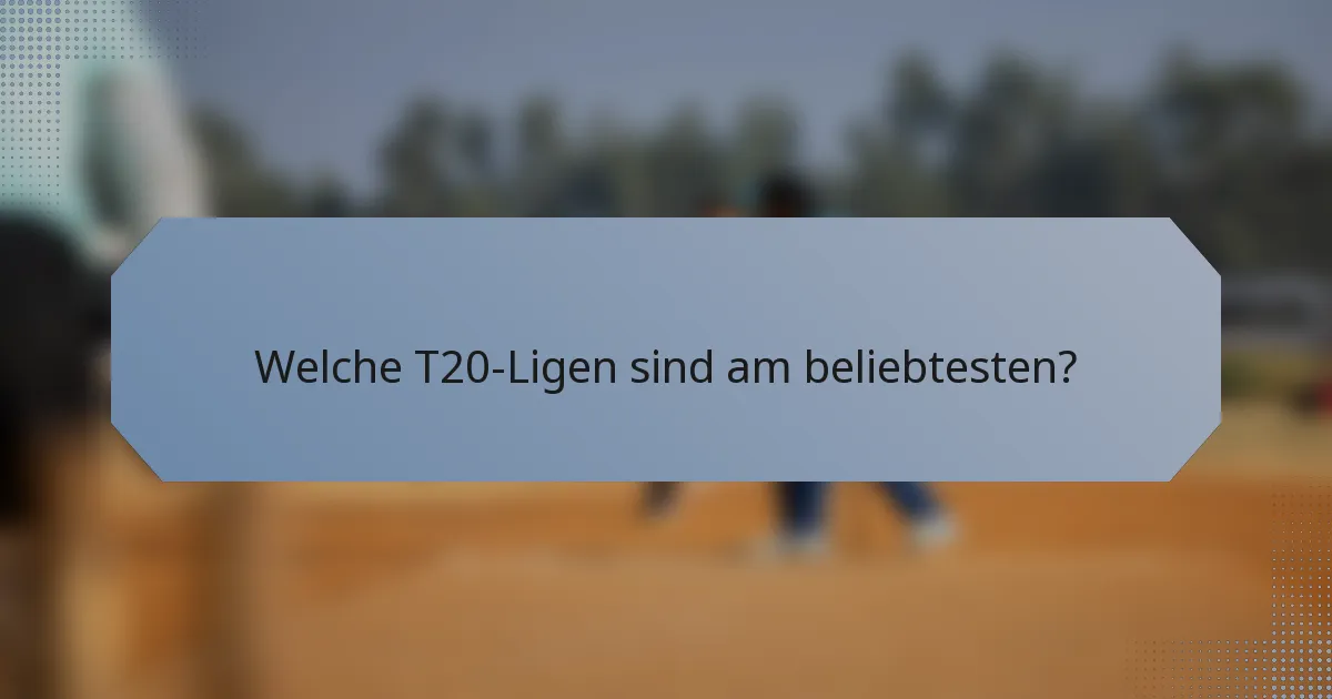 Welche T20-Ligen sind am beliebtesten?
