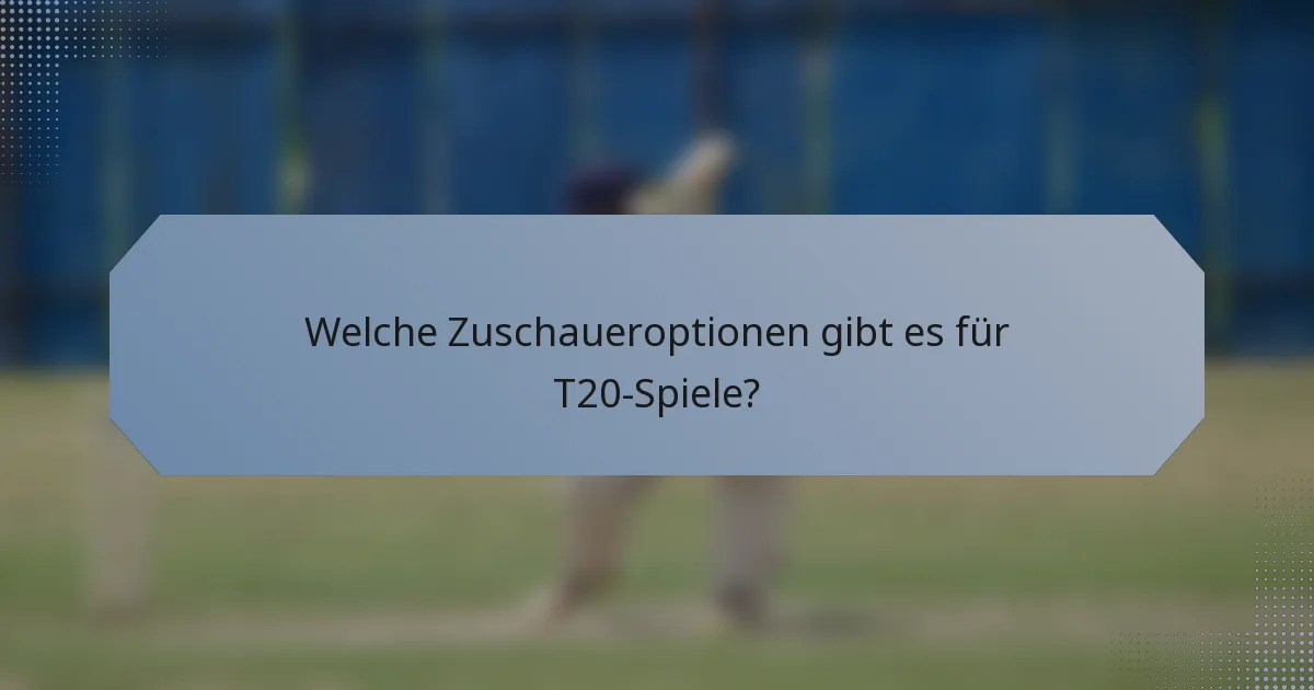 Welche Zuschaueroptionen gibt es für T20-Spiele?