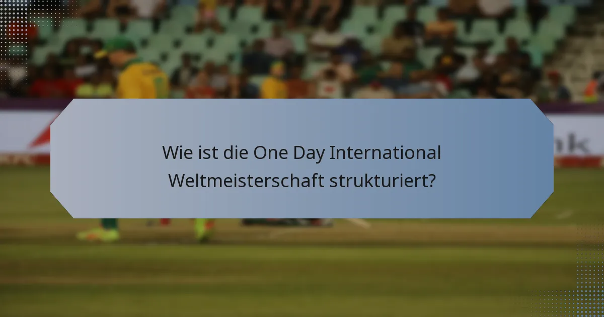 Wie ist die One Day International Weltmeisterschaft strukturiert?