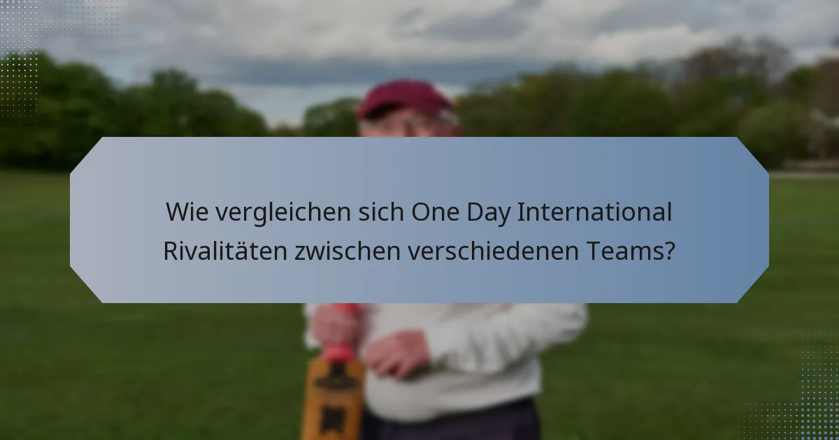 Wie vergleichen sich One Day International Rivalitäten zwischen verschiedenen Teams?