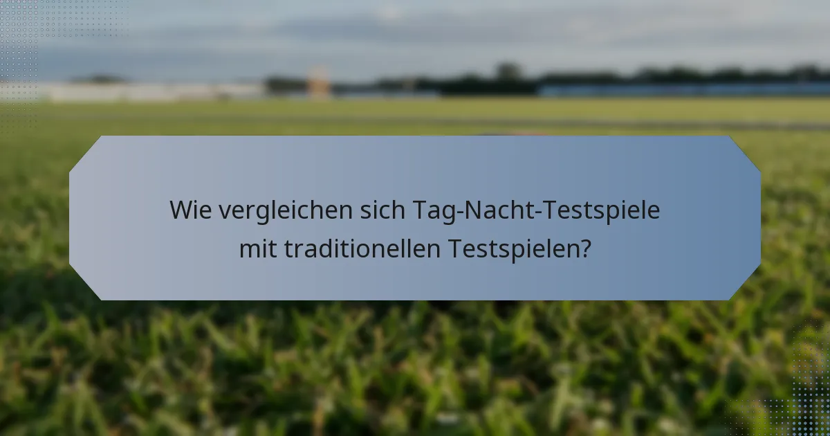 Wie vergleichen sich Tag-Nacht-Testspiele mit traditionellen Testspielen?