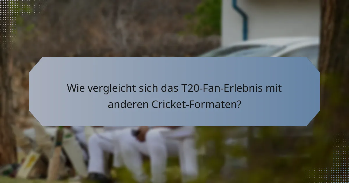 Wie vergleicht sich das T20-Fan-Erlebnis mit anderen Cricket-Formaten?