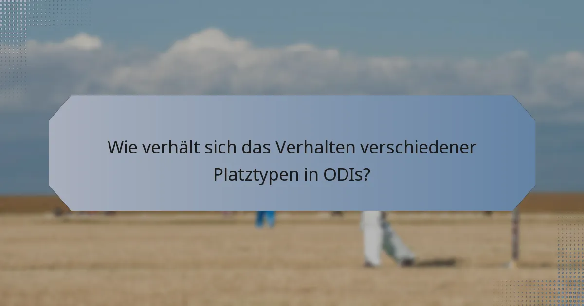 Wie verhält sich das Verhalten verschiedener Platztypen in ODIs?